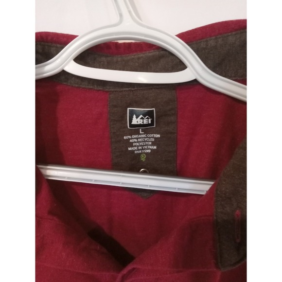 REI Co Op Mens Size L Polo Shirt Short Sleeve Organic Cotton Maroon Hiking Camp - Picture 2 of 8